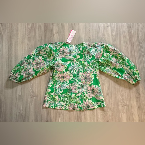 Lilly Pulitzer Barbara Top | Spearmint Blossom Views | NWT Size 00 - Picture 5 of 10